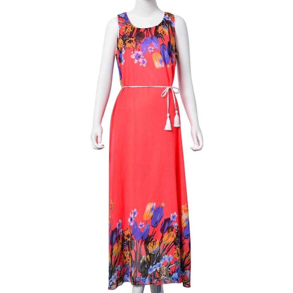 Chiffon polyester sun dress, NO Belt (#EV1052)